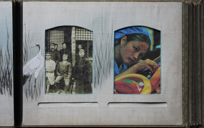 "Tsing Tang", 2008,
  installation with historical sailor's chest and historical Chinese album: Chinese album,
  detail (Kirsten Kötter)