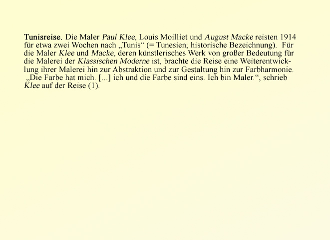 (Pseudo) encyclopaedia article, installation: Le voyage à Tunis n a jamais eu lieu, 2011 (Kirsten Kötter)