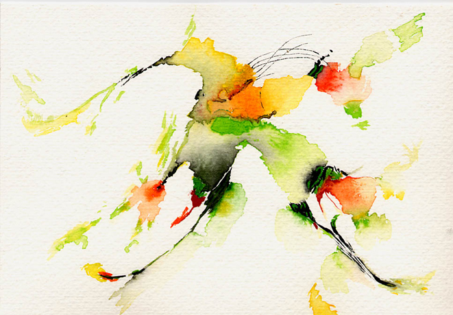 Kirsten K&ouml;tter: Indische Aquarelle, Aquarell, 12 &times; 17 cm (Ausschnitt, Detail)