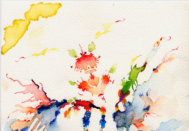 Kirsten K&ouml;tter: Indische Aquarelle, Aquarell, 12 &times; 17 cm (Ausschnitt, Detail)