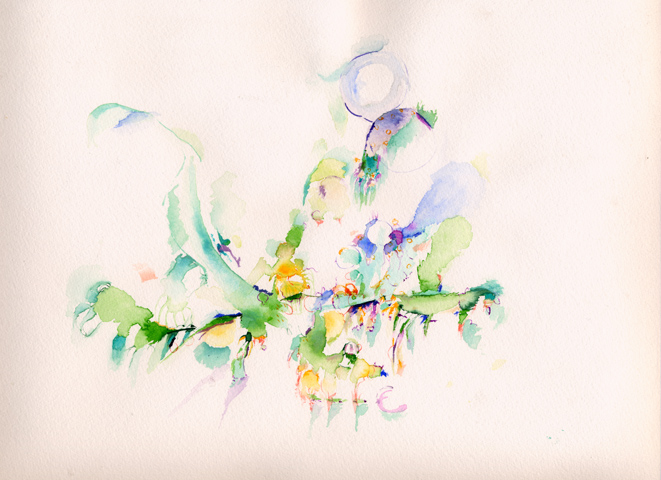 Kirsten K&ouml;tter: Site-specific painting, Malerei vor Ort, 2003, Aquarell, 24 &times; 32 cm