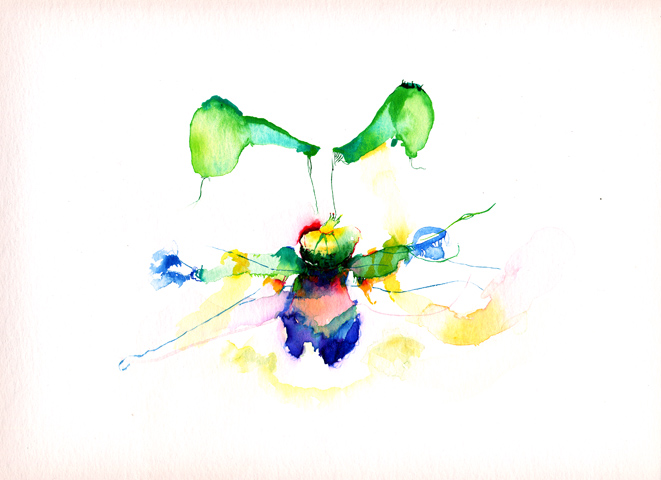 Kirsten K&ouml;tter: Flugobjekt, 2004, Aquarell, 30 x 40 cm