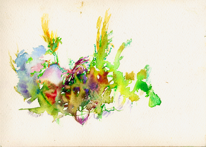 Kirsten K&ouml;tter: 2007, im Atelier als Geschenk, Aquarell, 17 &times; 24 cm