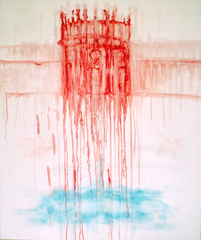 Kirsten K&ouml;tter: Fluidum, 120 &times;100 cm, &Ouml;l auf Leinwand (Serie Remake), Ausstellung Schlo&szlig; Biebrich (Landesamt f&uuml;r Denkmalpflege) und Rathaus Wiesbaden, 2007