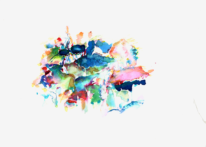 Kirsten K&ouml;tter: 03.04.2012, (Koi), Aquarell, 17 &times; 24 cm