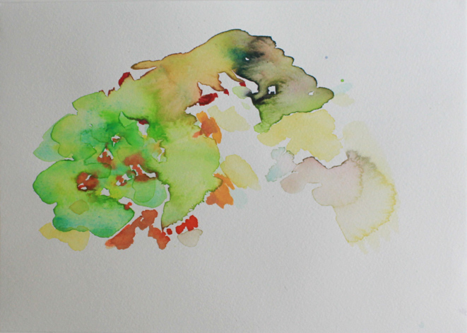 Kirsten K&ouml;tter: Montagne Sainte-Victoire vom Mont Joli, 02.10.2013, mittags, Aquarell, 17 &times; 24 cm