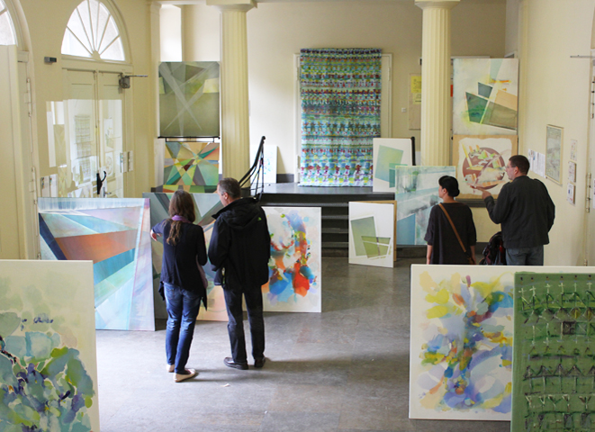 Kirsten K&ouml;tter: Installation Malerei, 27.-29.06.2014, Kunstfestival 48-Stunden Neuk&ouml;lln Berlin, Albert-Schweitzer-Schule Berlin