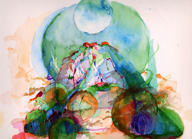 Kirsten K&ouml;tter: Buddha, 2004, Aquarell, 30 x 40 cm
