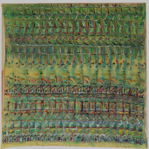 Kirsten K&ouml;tter: Das schamanische Tagebuch, 1991 / 2011, Farbe auf Stoff, 90 &times; 70 cm