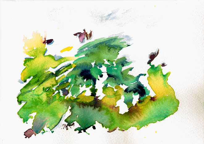 Kirsten K&ouml;tter: Site-specific painting, Malerei vor Ort, Israel, Lotan / Elat, auf einer Wanderung durch die W&uuml;ste Negev, 22.12.2008, Aquarell, 17 &times; 24 cm