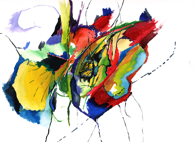 Kirsten K&ouml;tter: Site-specific painting, Malerei vor Ort, um 1992, Aquarell, 24 &times; 32 cm