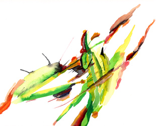 Site-specific painting, Malerei vor Ort, Th�ringen, Mai 1994,  Aquarell, 24 &times; 32 cm von Kirsten K&ouml;tter