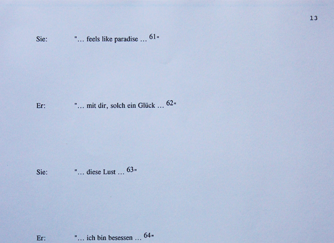 Kirsten K&ouml;tter: 'Liebst du mich?', Buch, 19 Seiten mit 100 Buchcovern, Audiovisuelle Performance mit Franz Klee und Christoph Kolb ('Dein Hackfleisch'), 1997