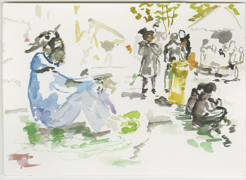 2016-04-21_52-52725_13-34790_lageso_skizze1, Bocarras Hunguana, a photographer living in Berlin, sketch, 17 &times; 24 cm (Kirsten Kötter)