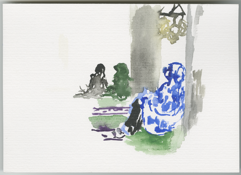 2016-11-9_52-4666_13-3833_sehitlik-moschee_islam_skizze-3, in the lessons about Islam, sketch, 17 &times; 24 cm (Kirsten Kötter)