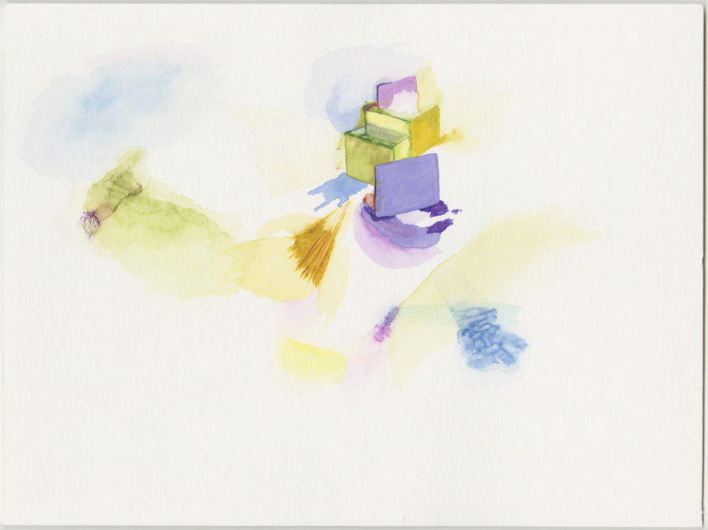 2003-07-11_51_18_slupia-pl_nno34, corn field and houses near Slupia, Poland, watercolour, 30 × 40 cm (Kirsten Kötter)