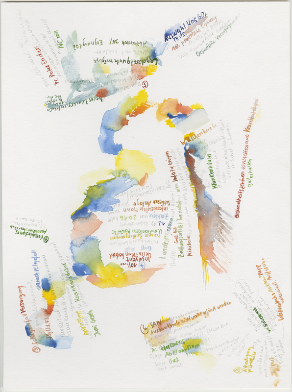 2019-03-07_ausschuss-gesundheit, committee on health, 
  house of representatives Mainz, 
  watercolour, 40 × 30 cm (Kirsten Kötter)