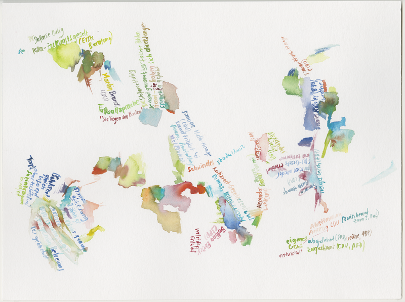 kirsten-koetter_2019-05-16_plenarsitzung-4, 
  plenary session Landtag (German state parliament) Rheinland-Pfalz, Mainz, 
  watercolour, 30 × 40 cm (Kirsten Kötter