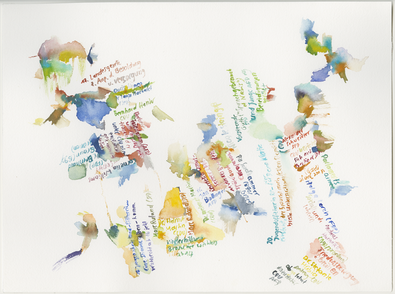 kirsten-koetter_2019-05-16_plenarsitzung-5, 
  plenary session Landtag (German state parliament) Rheinland-Pfalz, Mainz, 
  watercolour, 30 × 40 cm (Kirsten Kötter