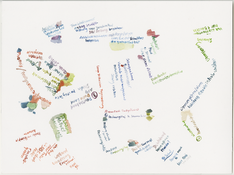 _2019-05-29_ausschuss-medien, committee on media, digital infrastructure and Internet politics, 
  house of representatives Mainz,
  watercolour, 30 × 40 cm (Kirsten Kötter)