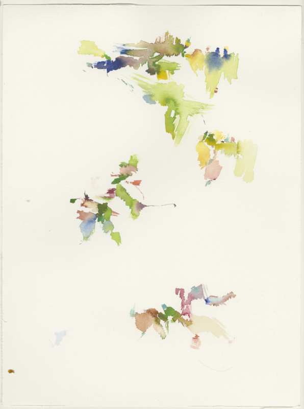 Falkplatz, Bank vor den Kopfskulpturen nah bei der Kita, Rollbergsiedlung, Berlin, 23.04.2021, Aquarell, 40 &times; 30 cm (Kirsten Kötter)